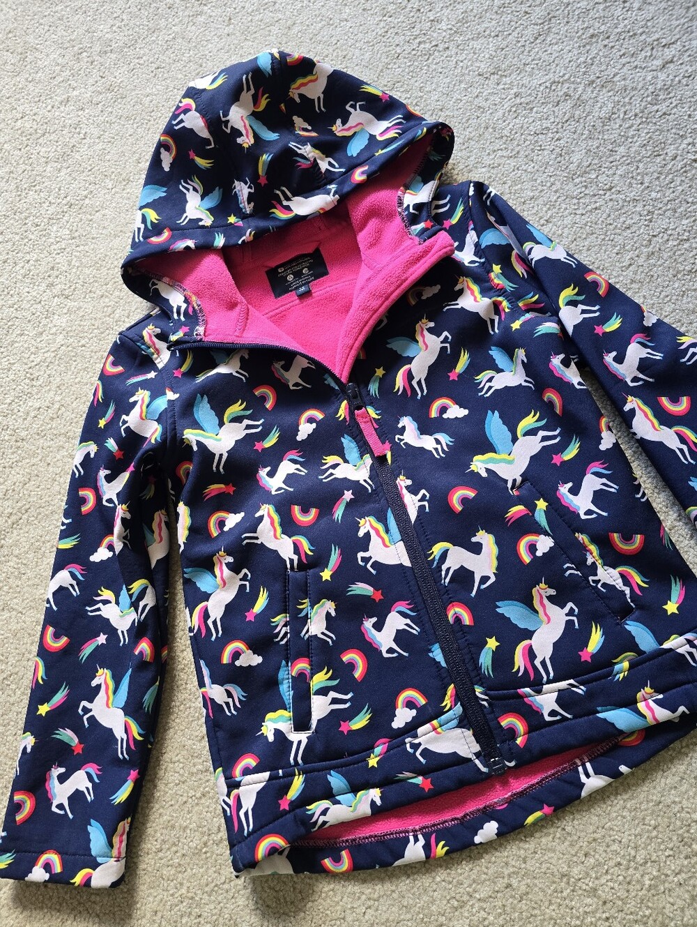 Mountain Warehouse Girls Unicorn Rainbow Softshell Jacket Youth 7/8